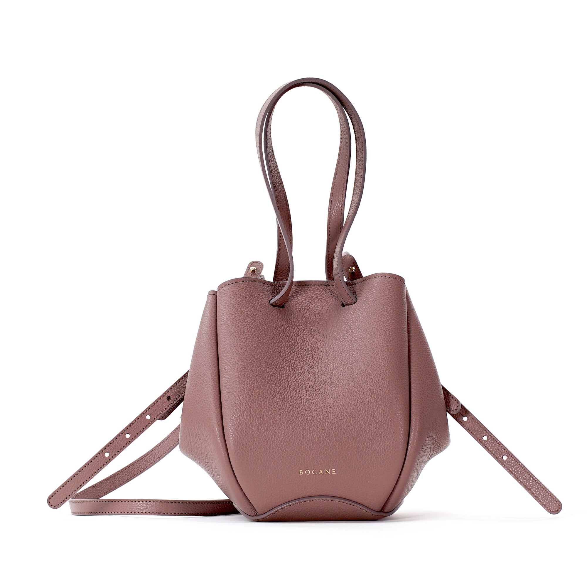 Mini Pétale Bag, Textured Leather, Balsamic Greige, with Extras