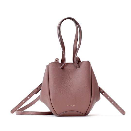 Mini Pétale Bag, Textured Leather, Balsamic Greige, with Extras