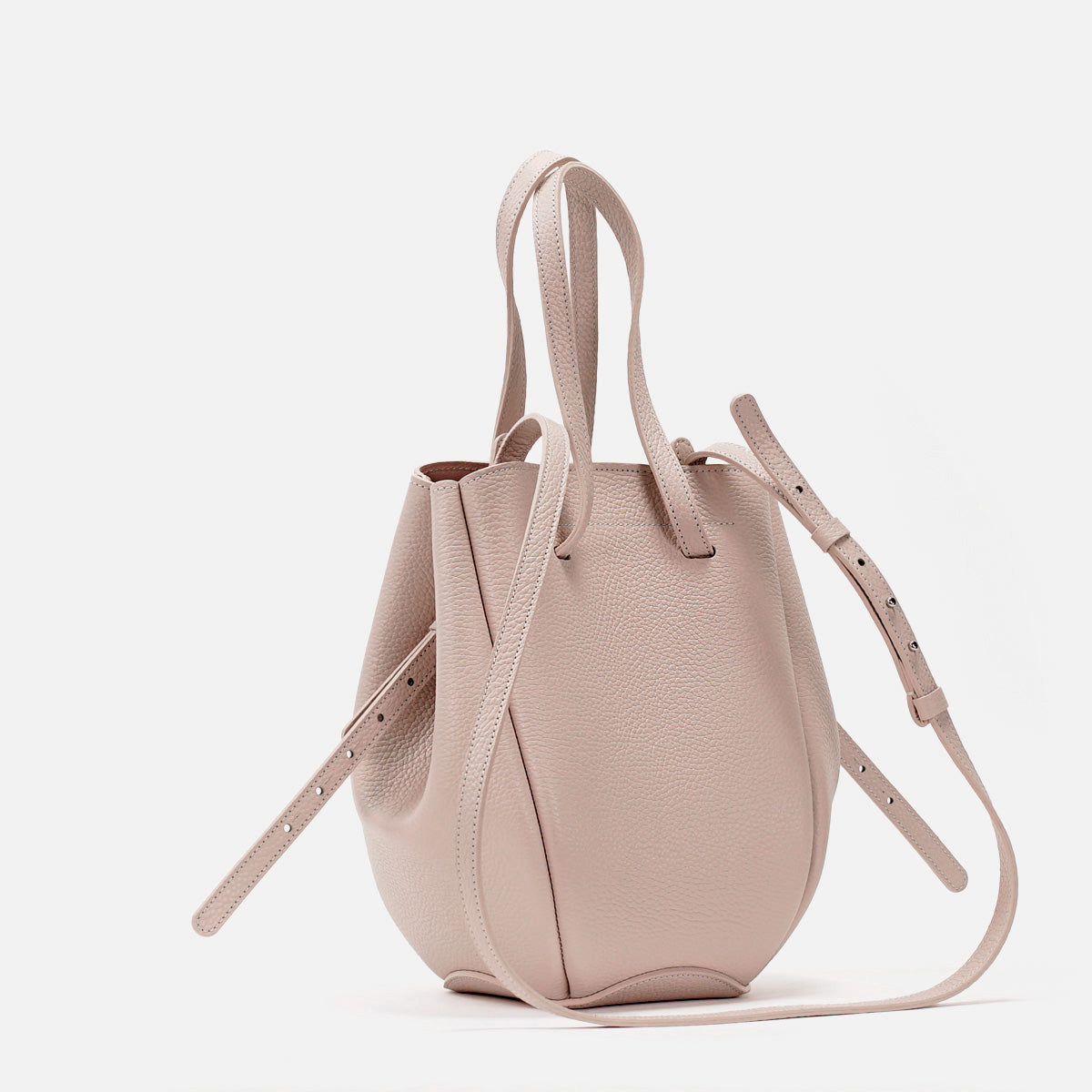Pétale Bag, Textured Leather, Rose Vanilla Color, with Extras