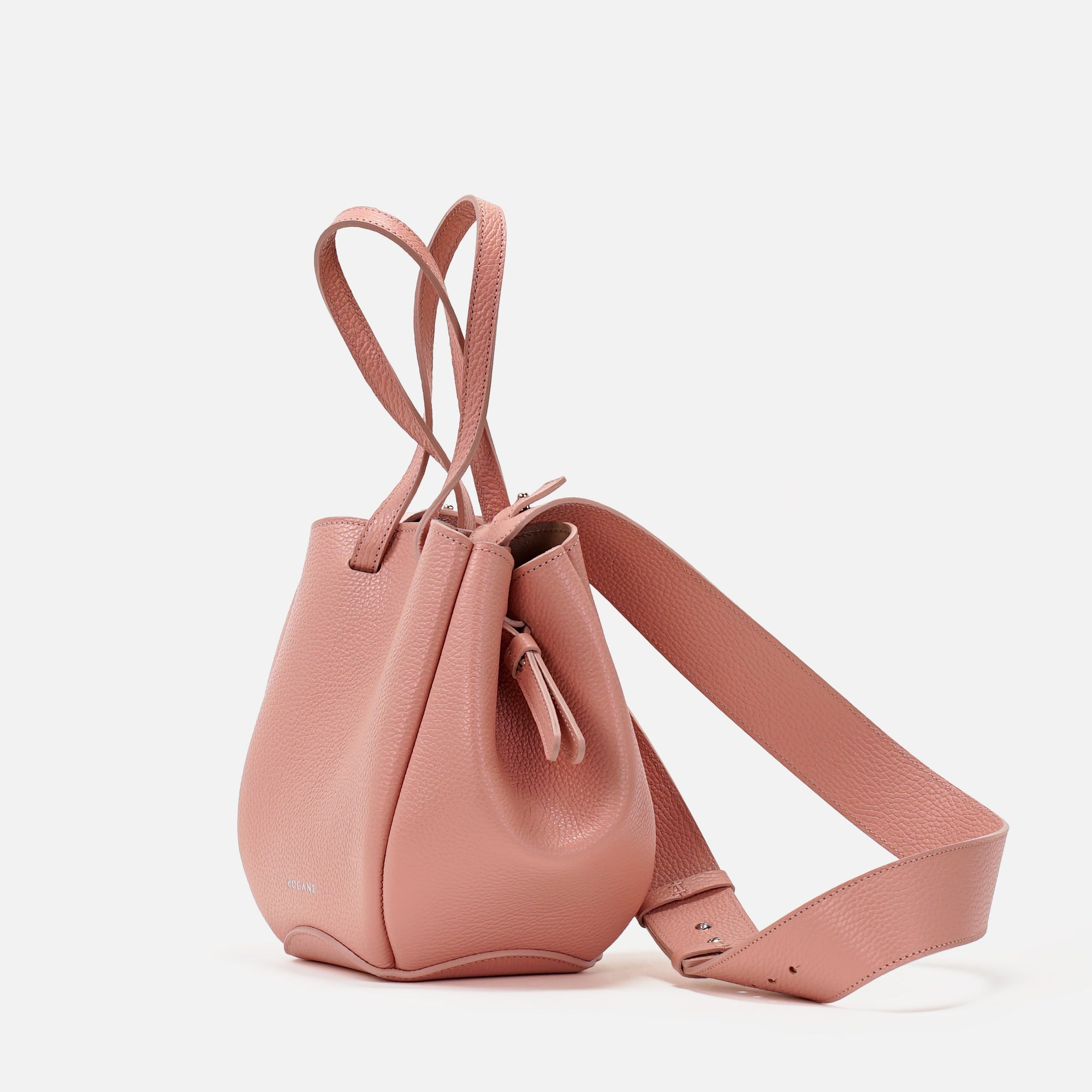 Mini Pétale Bag, Textured Leather, Rose Poudré, with Wide Crossbody Strap &amp; Extras