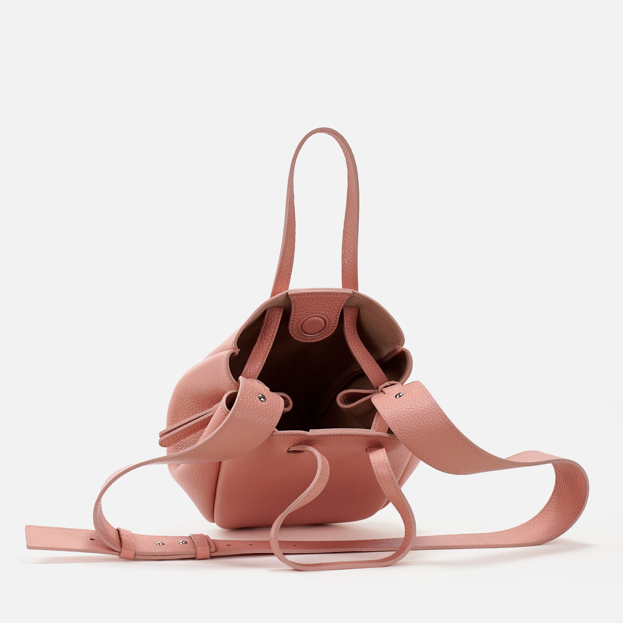 Mini Pétale Bag, Textured Leather, Rose Poudré, with Wide Crossbody Strap &amp; Extras