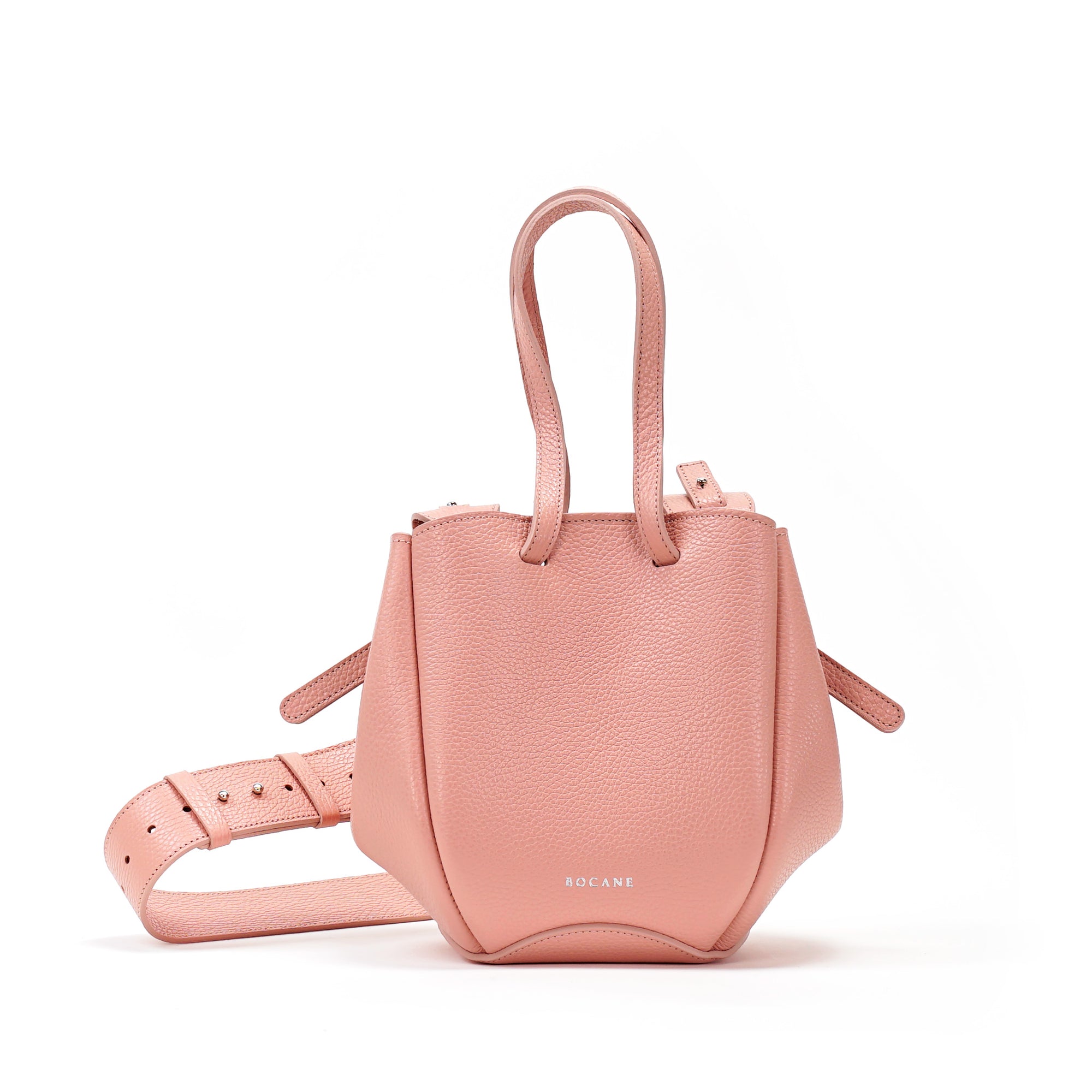 Mini Pétale Bag, Textured Leather, Rose Poudré, with Wide Crossbody Strap &amp; Extras