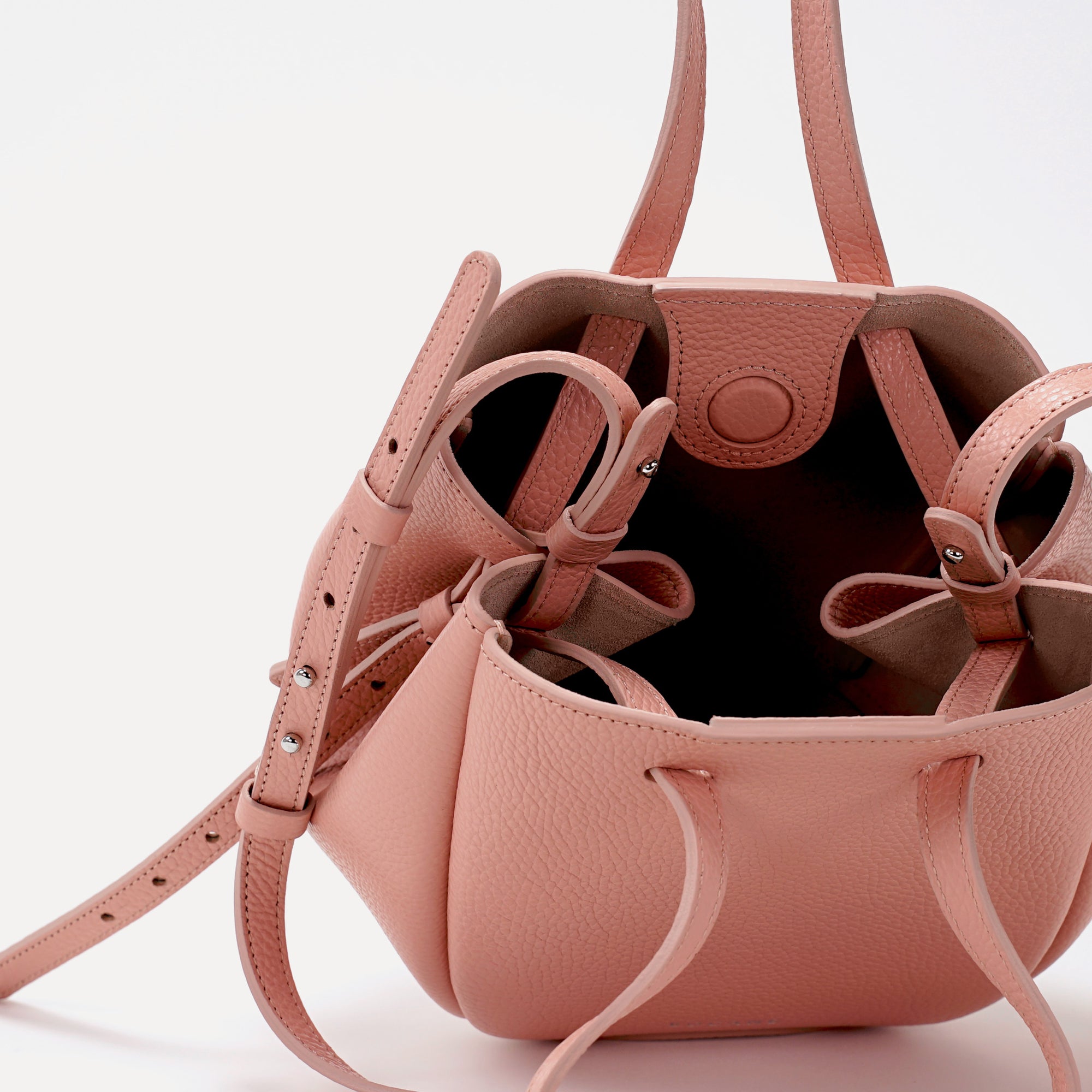Mini Pétale Bag, Textured Leather, Rose Poudré, with Extras