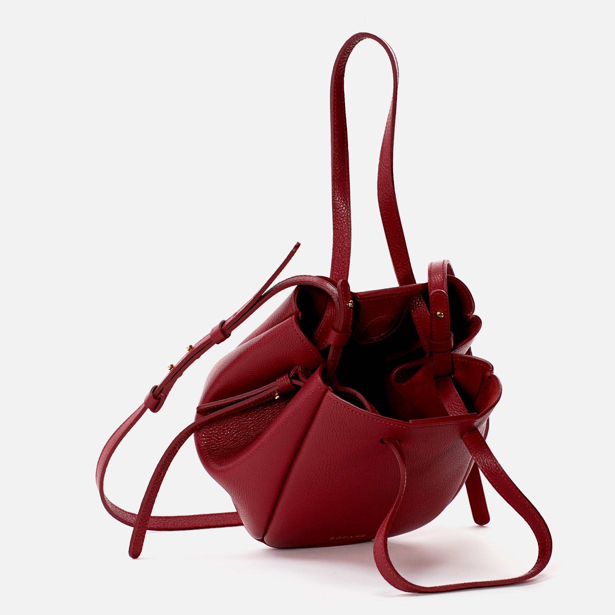Mini Pétale Bag, Textured Leather, Red, with Extras