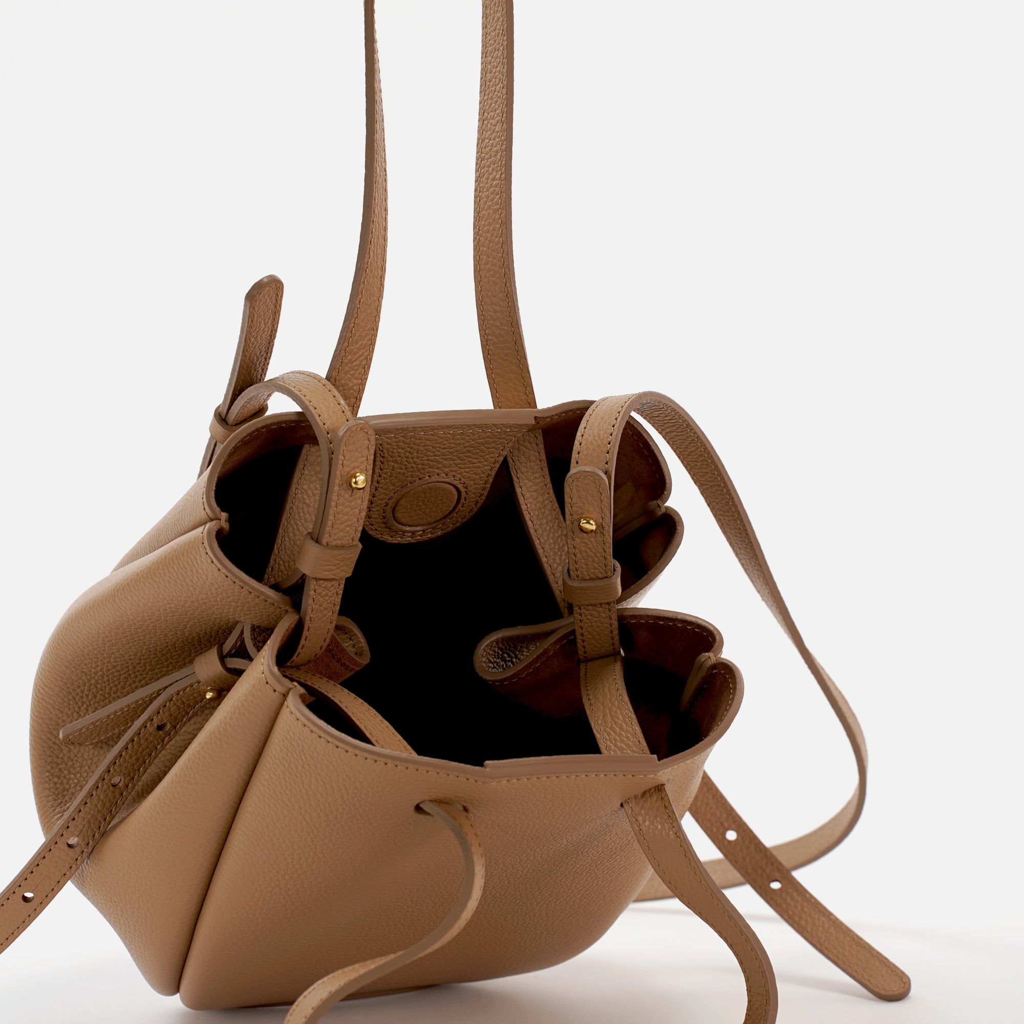 Mini Pétale Bag, Textured Leather, Cappuccino, with Extras