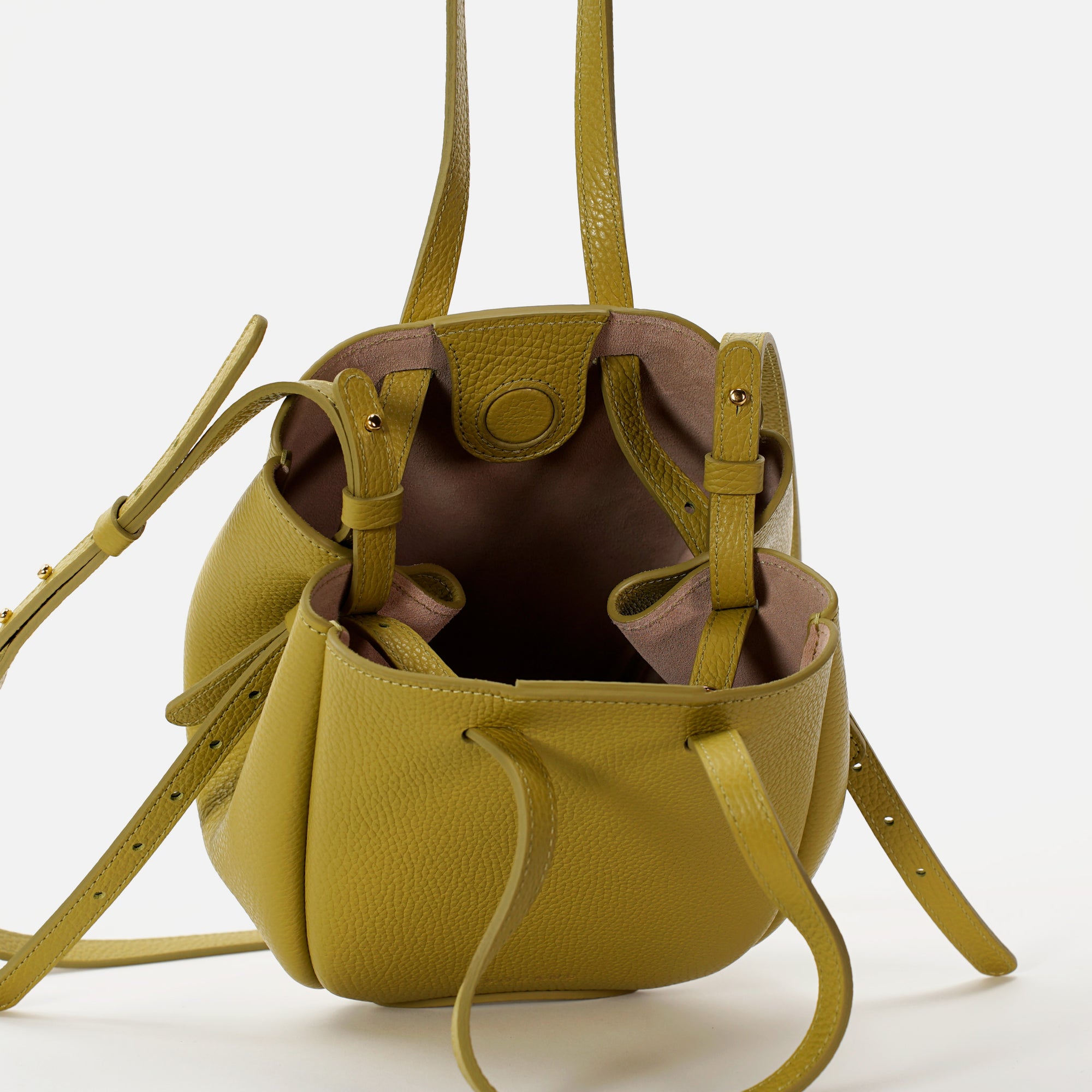 Mini Pétale Bag, Textured Leather, Vinaigrette Green, with Extras