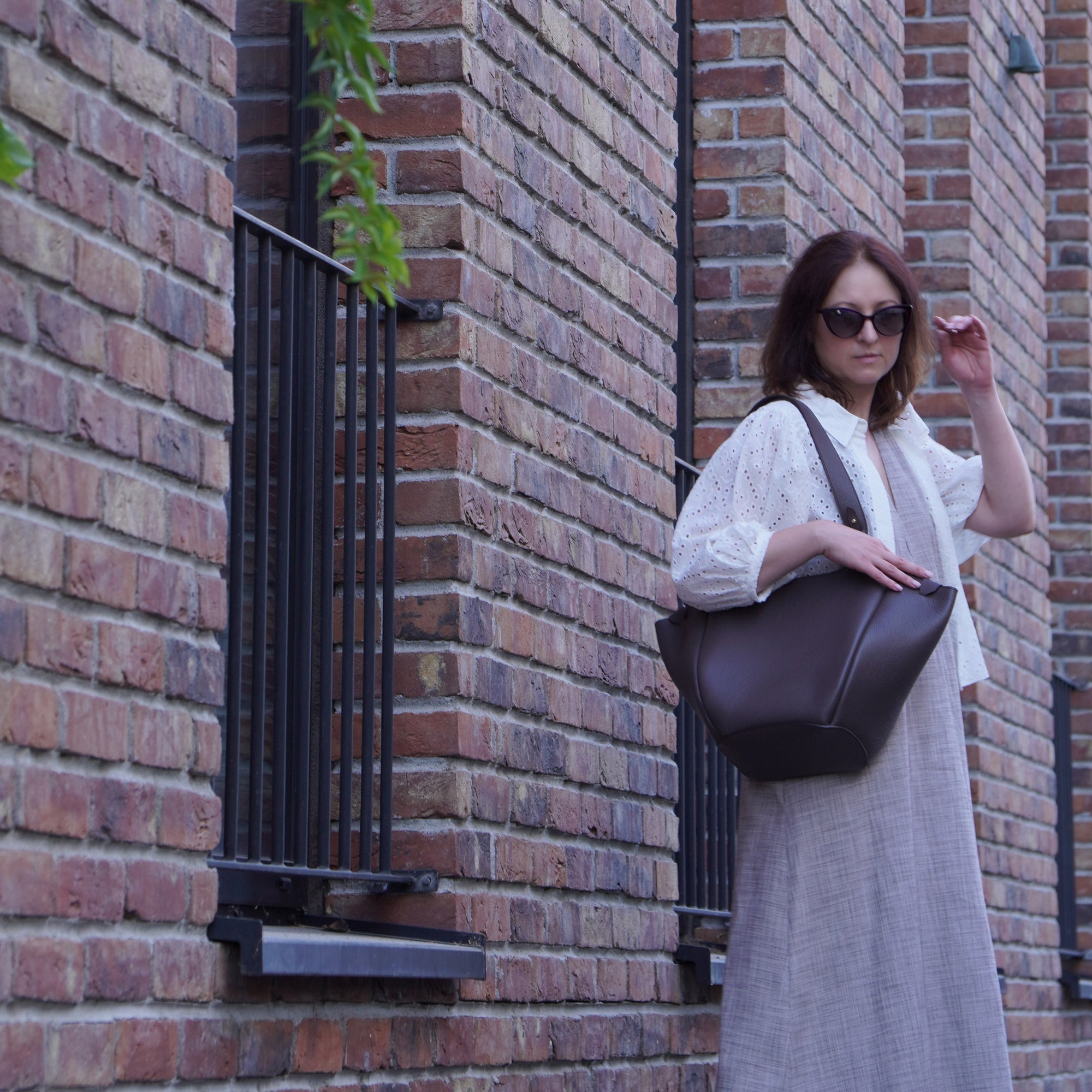 Orée Bag, Textured Leather, Dark Chocolate