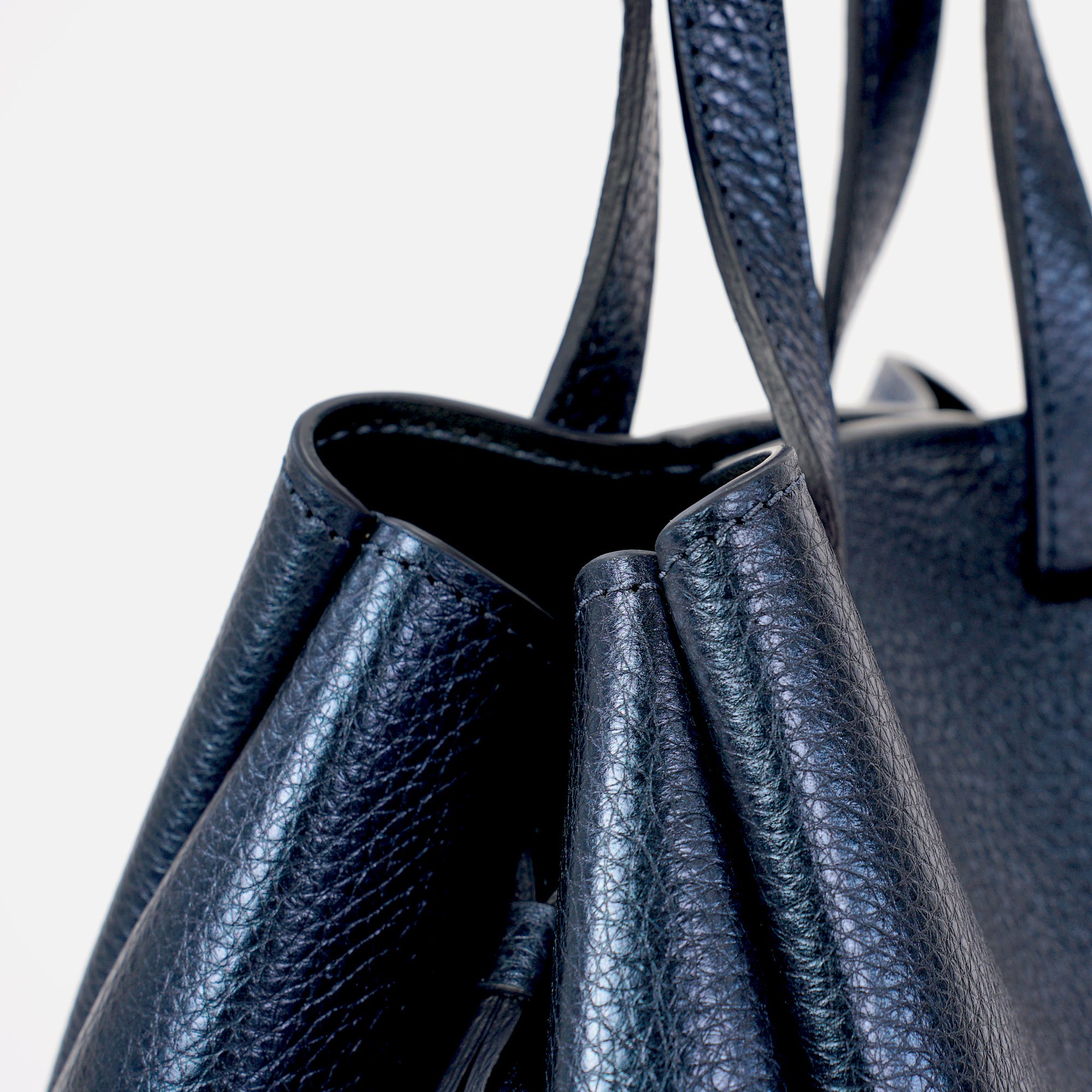 Bijou Pétale Bag, Textured Leather, Metallic Navy Blue, with Extras