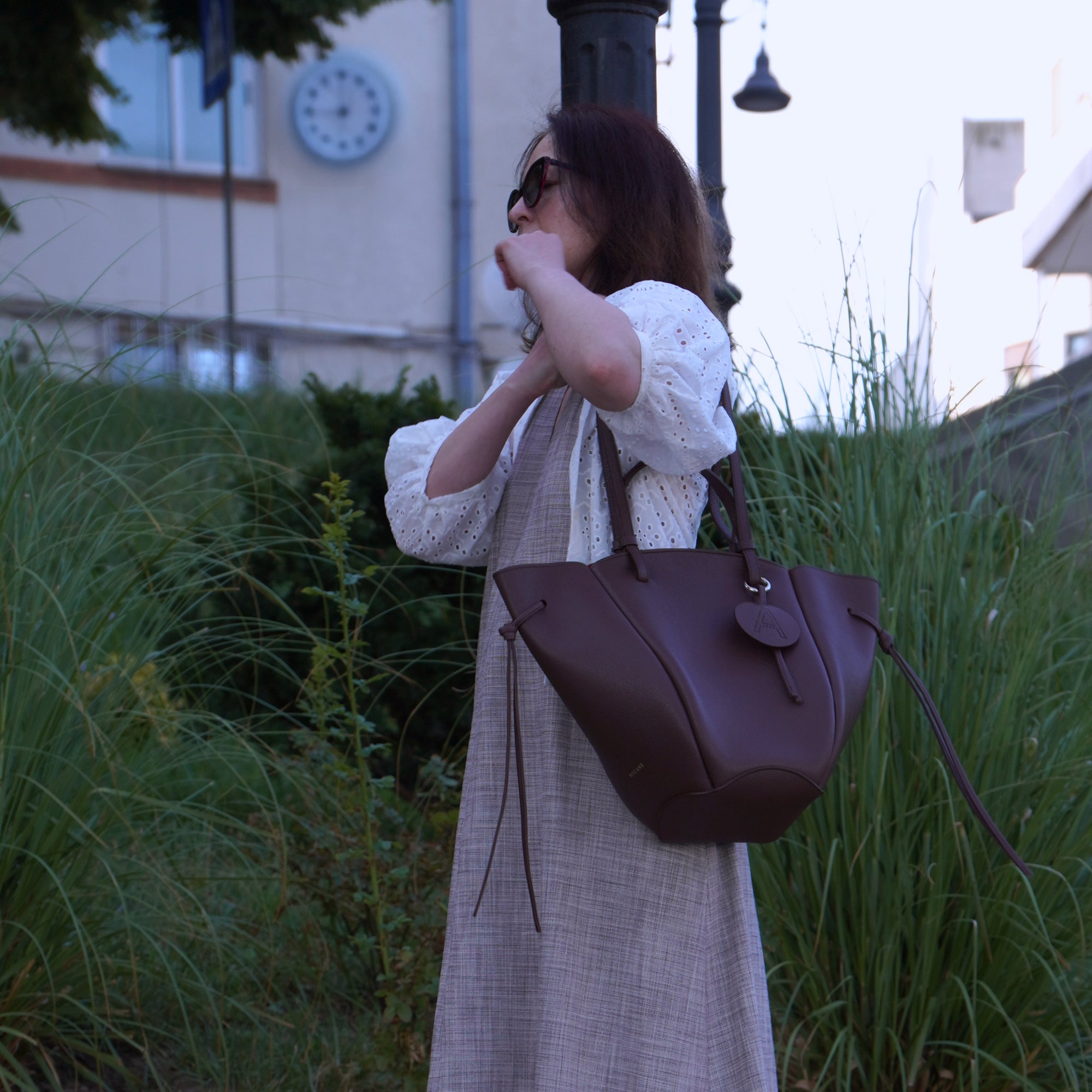 Maxi Voulez-Vous Bag, Textured Leather, Chocolate