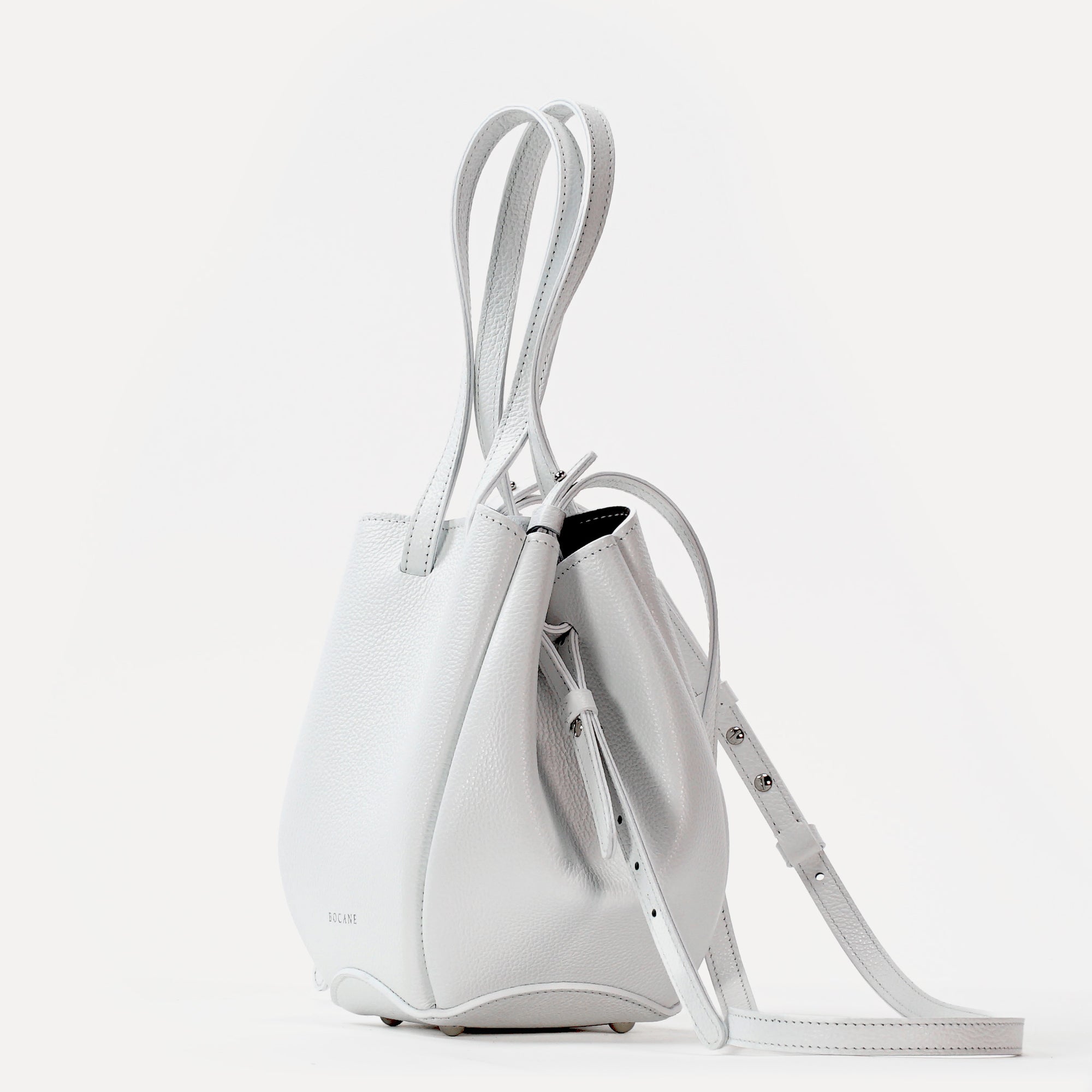Mini Pétale Bag, Textured Leather, Pure White, with Extras