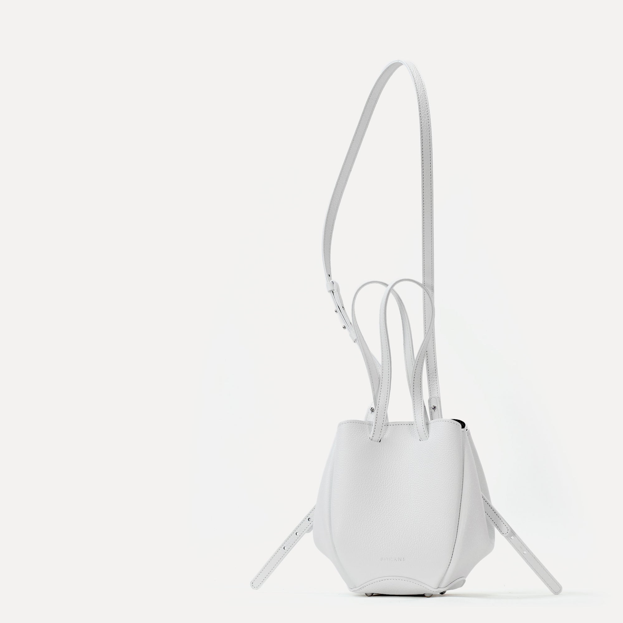 Mini Pétale Bag, Textured Leather, Pure White, with Extras