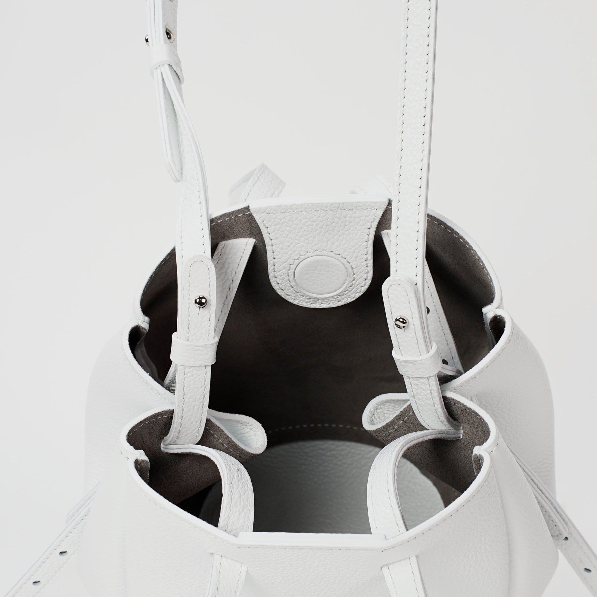 Mini Pétale Bag, Textured Leather, Pure White, with Extras