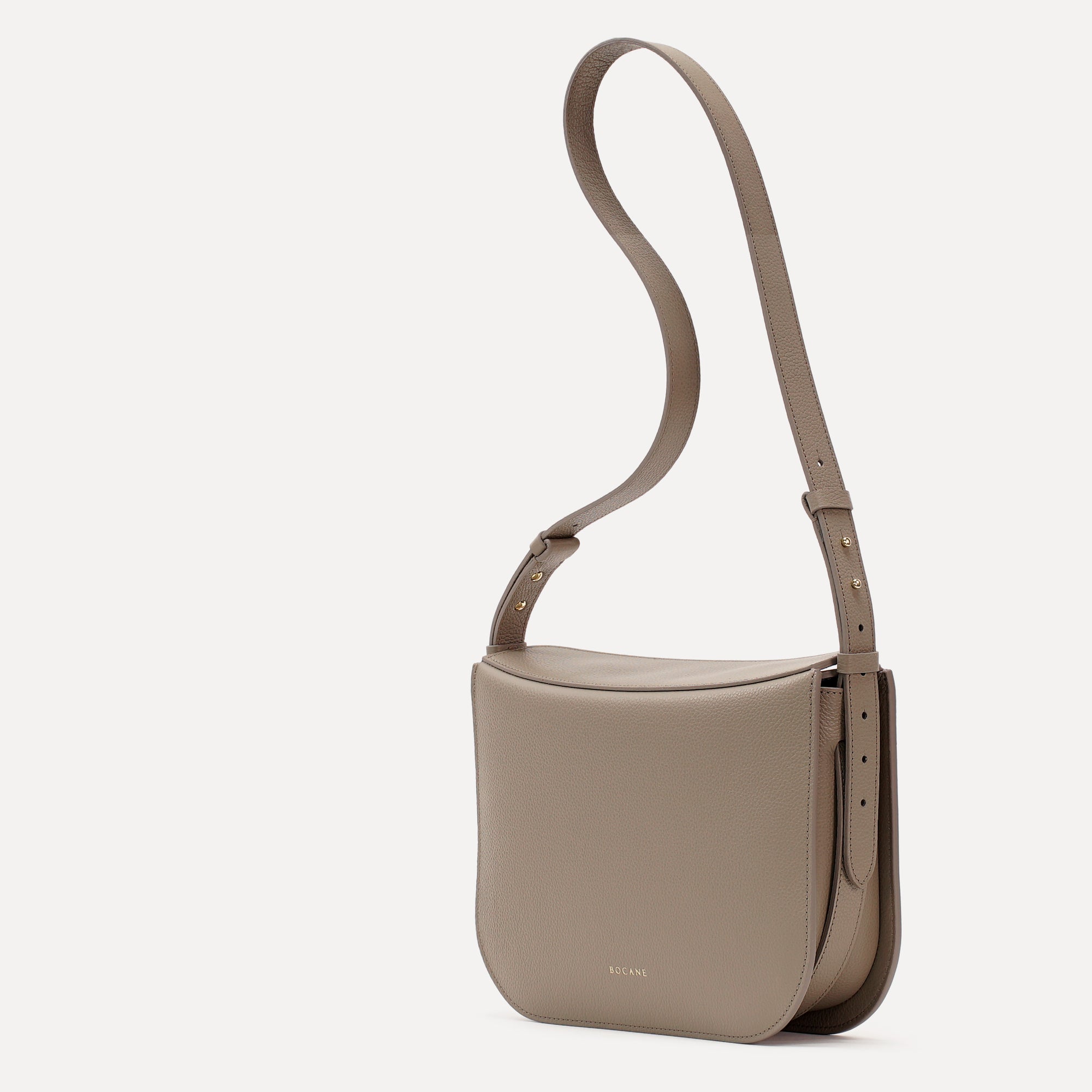 Maxi Demoiselle Bag, Textured Leather, Greige