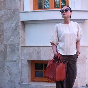 Amarante Bag, Textured Leather, Chocolate