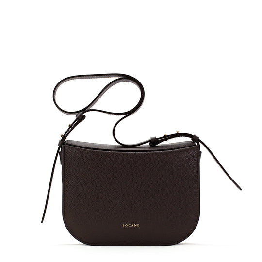 Midi Demoiselle Bag, Textured Leather, Dark Chocolate