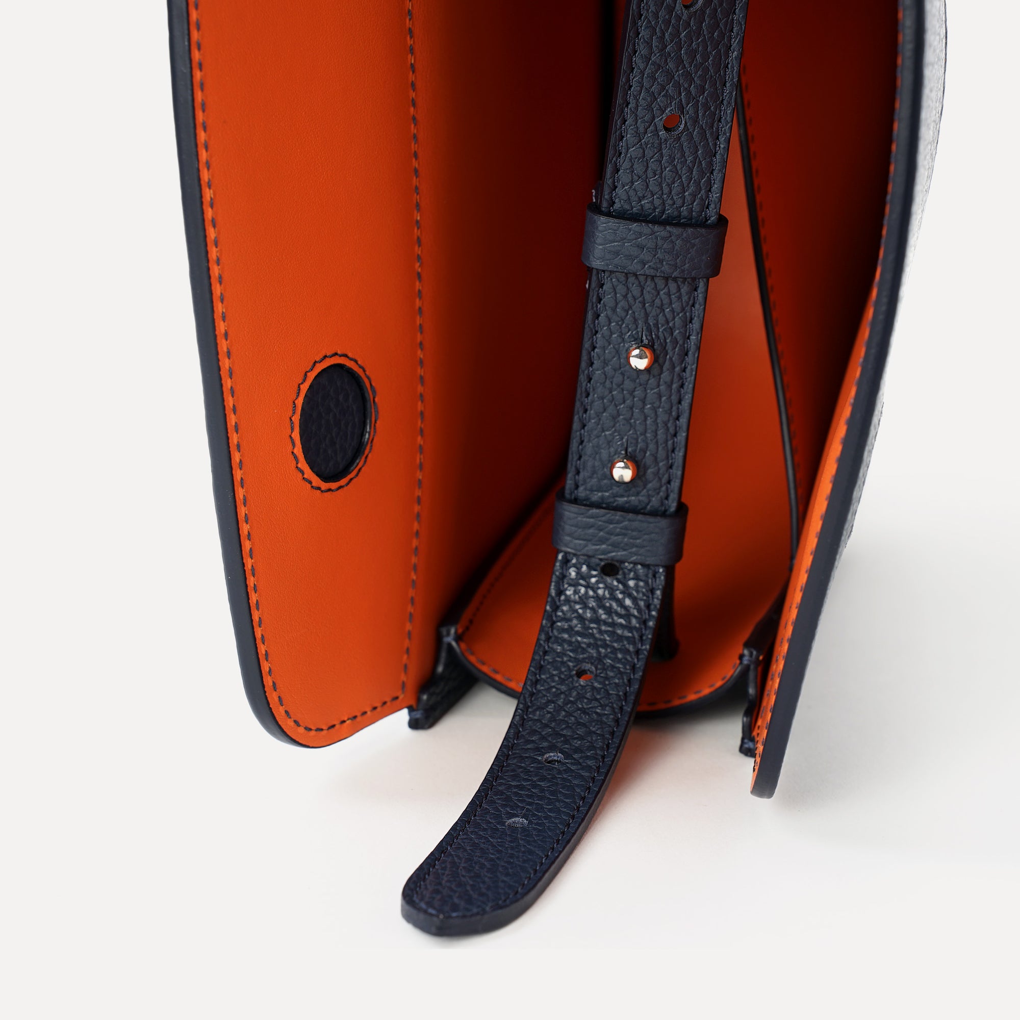 Midi Demoiselle Bag, Textured Leather, Avio Blue