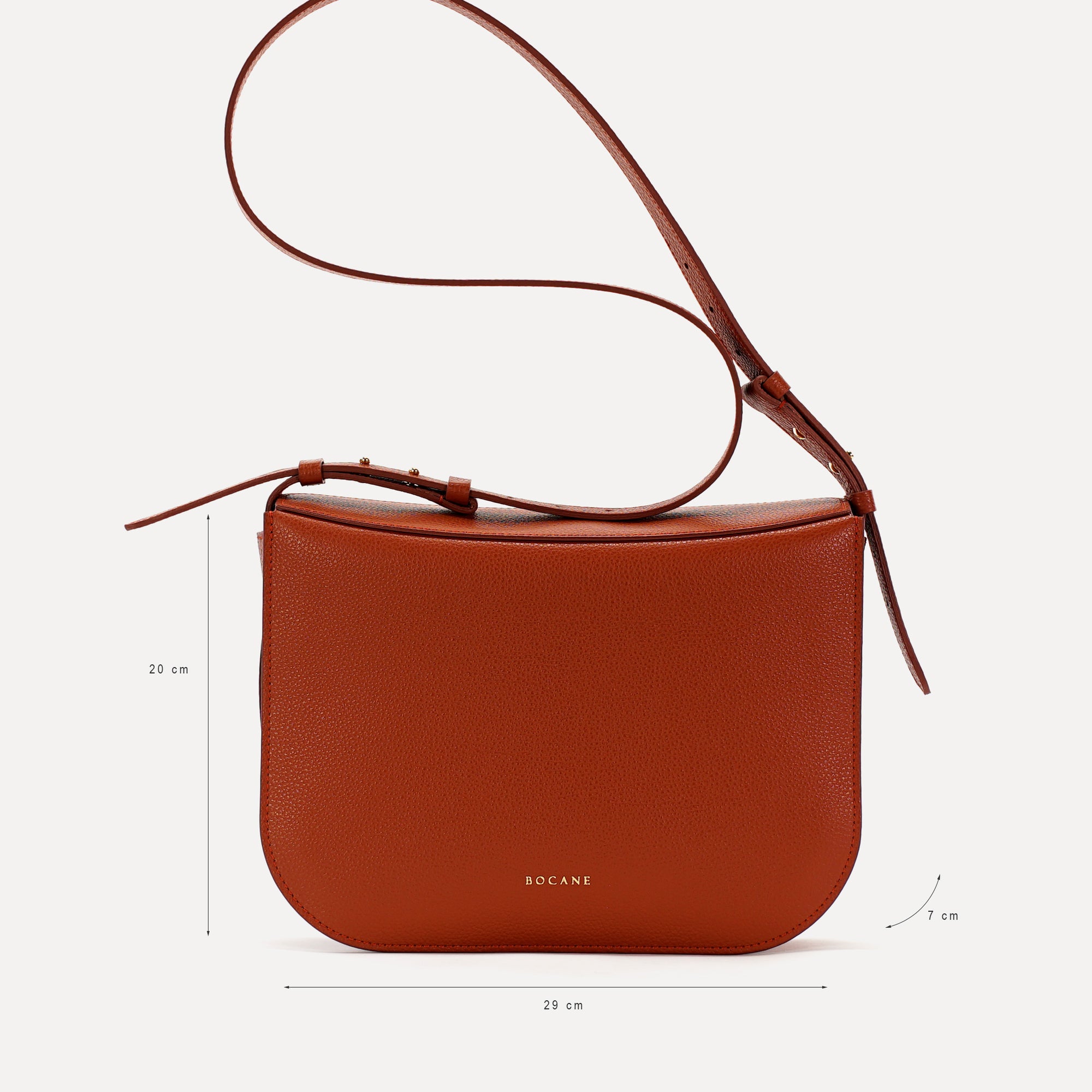 Maxi Demoiselle Bag, Textured Leather, Rust Color