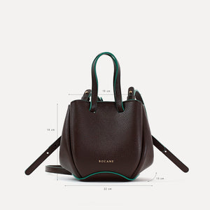 Bijou Pétale Bag, Textured Leather, Chocolate & Emerald Accents, with Extras