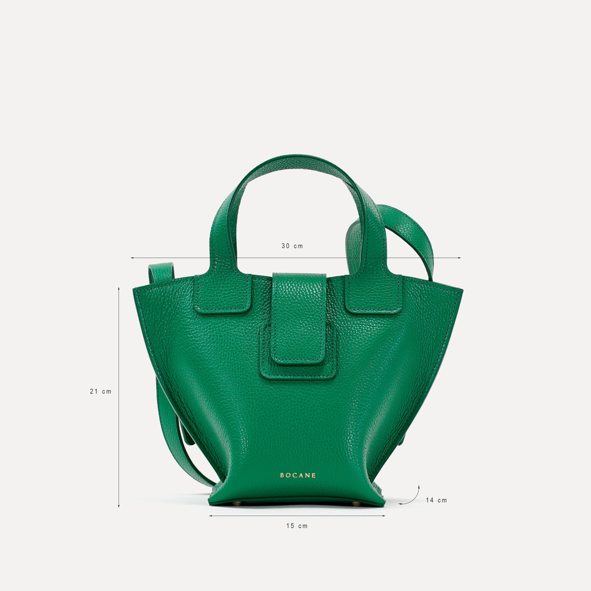 Caprice Bag, Textured Leather, Elf Green Color