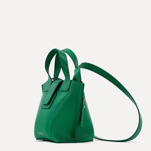 Caprice Bag, Textured Leather, Elf Green Color