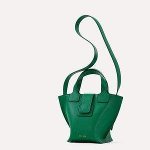 Caprice Bag, Textured Leather, Elf Green Color