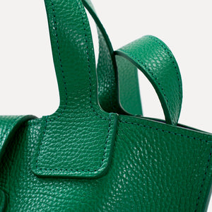 Caprice Bag, Textured Leather, Elf Green Color