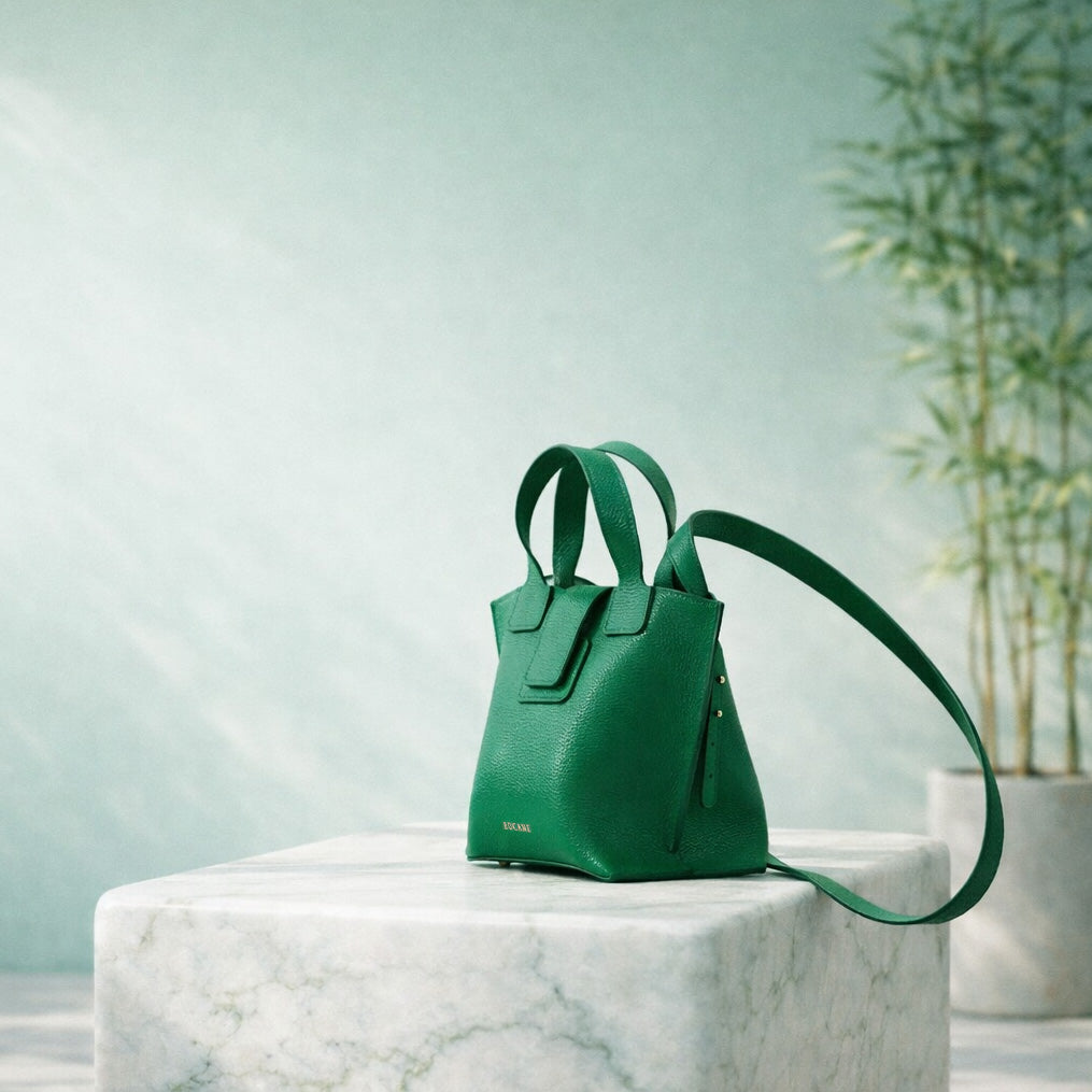Caprice Bag, Textured Leather, Elf Green Color