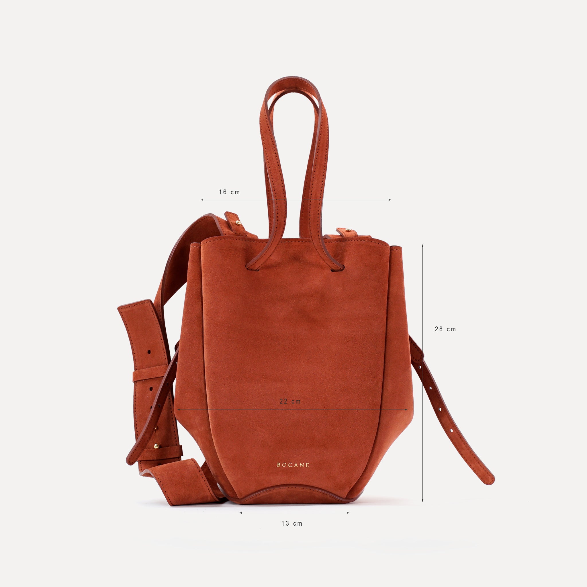 Pétale Bag, Suede Leather, Rust Color
