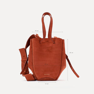 Pétale Bag, Suede Leather, Rust Color