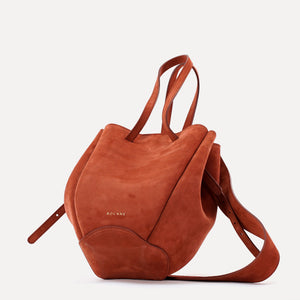 Pétale Bag, Suede Leather, Rust Color