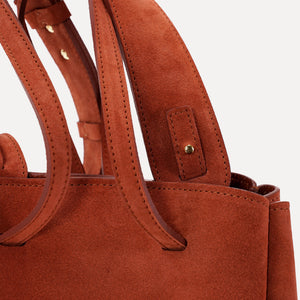 Pétale Bag, Suede Leather, Rust Color