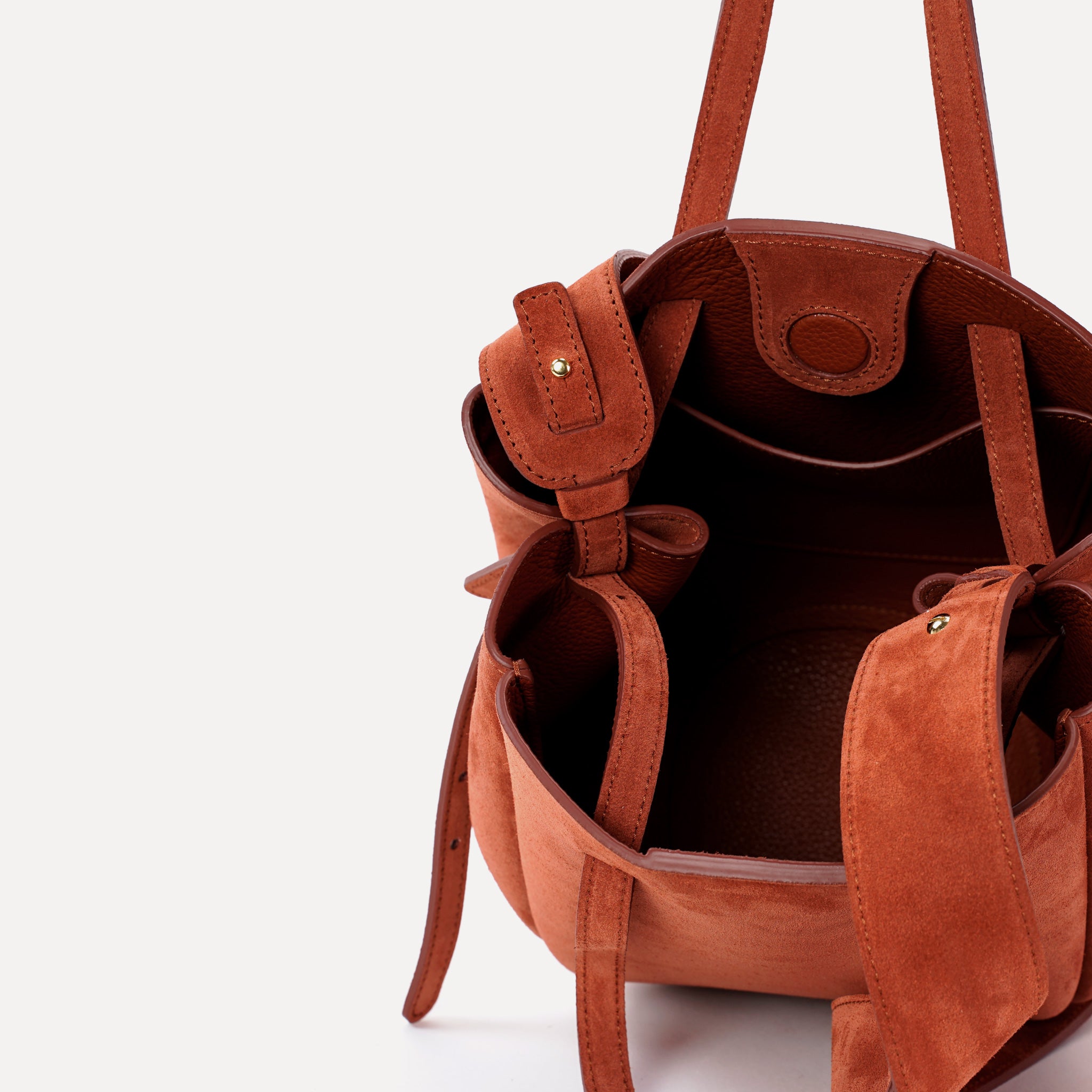 Pétale Bag, Suede Leather, Rust Color