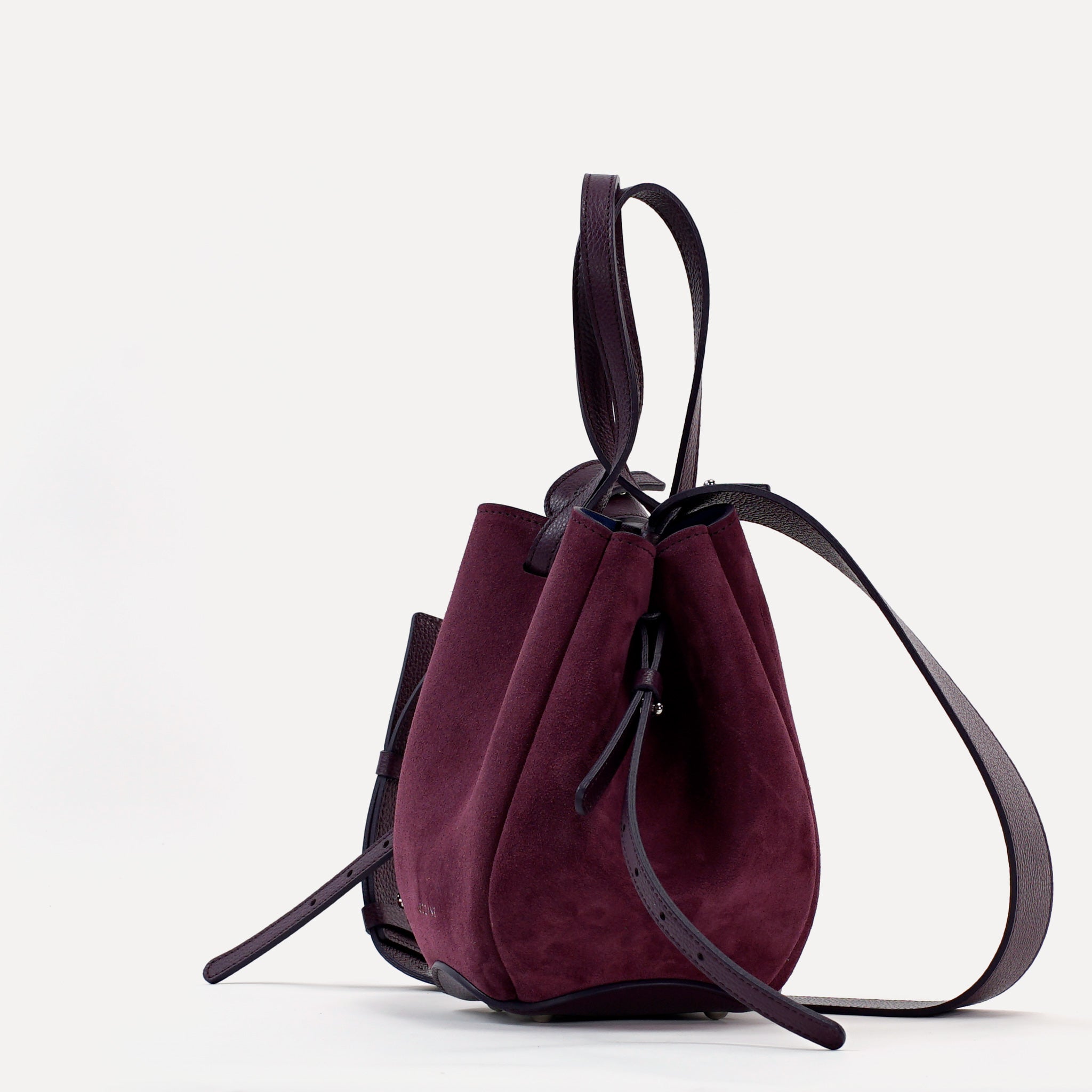 Mini Petal Bag, Suede, Burgundy-Purple