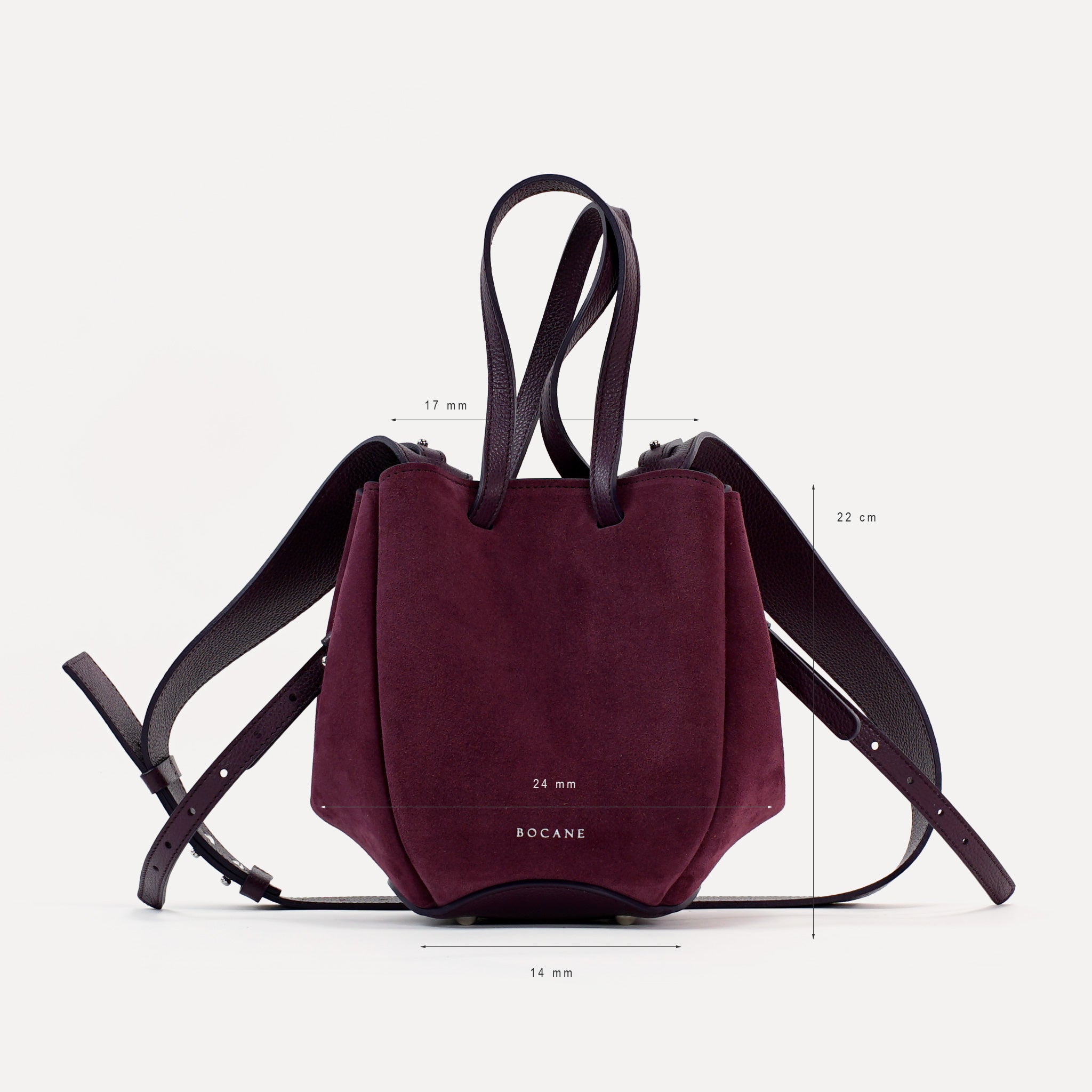 Mini Petal Bag, Suede, Burgundy-Purple