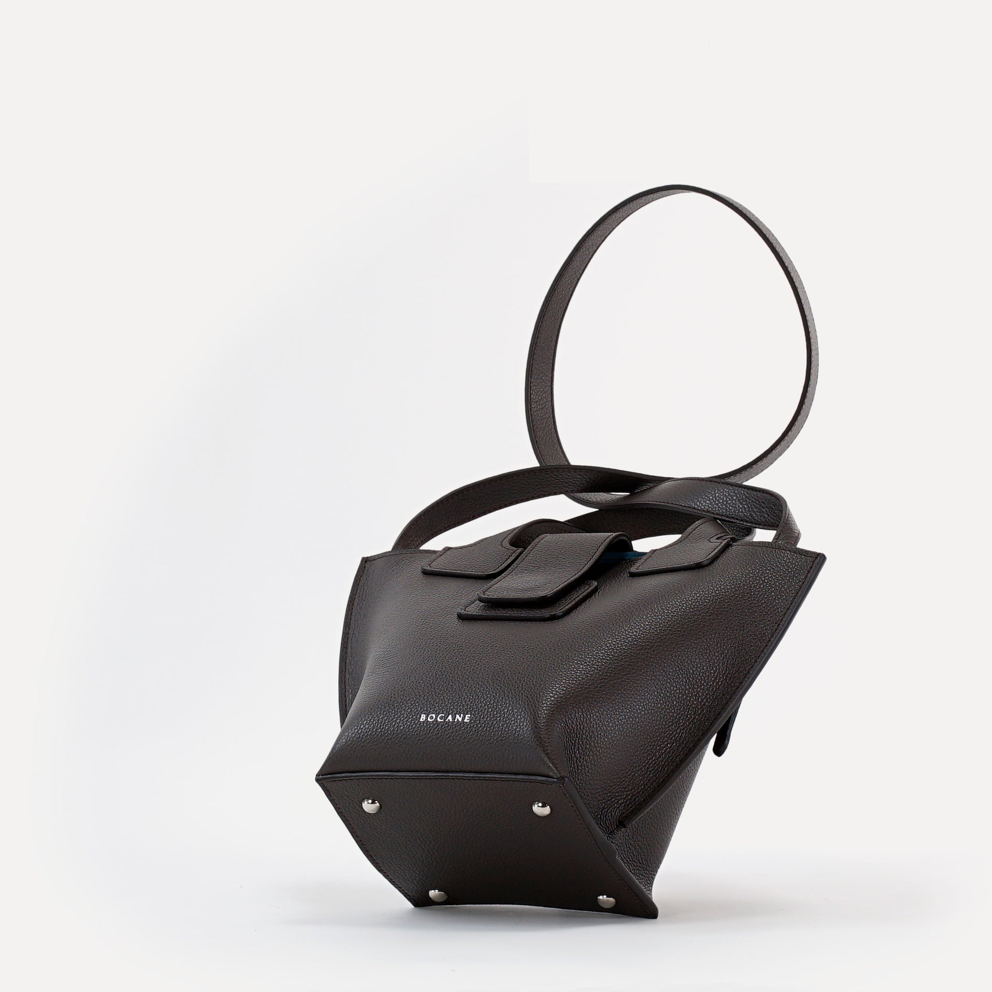 Caprice Bag, Textured Leather, Color Dark Chocolate