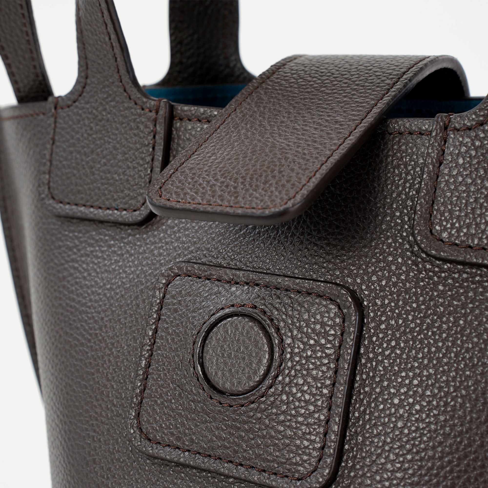 Caprice Bag, Textured Leather, Color Dark Chocolate