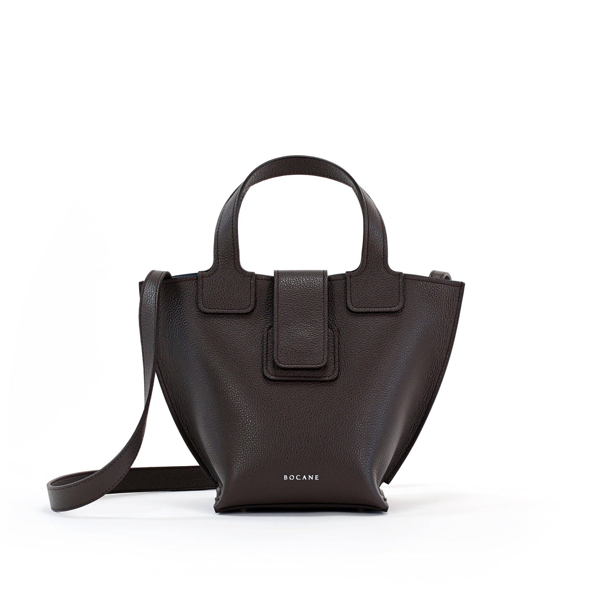 Caprice Bag, Textured Leather, Color Dark Chocolate