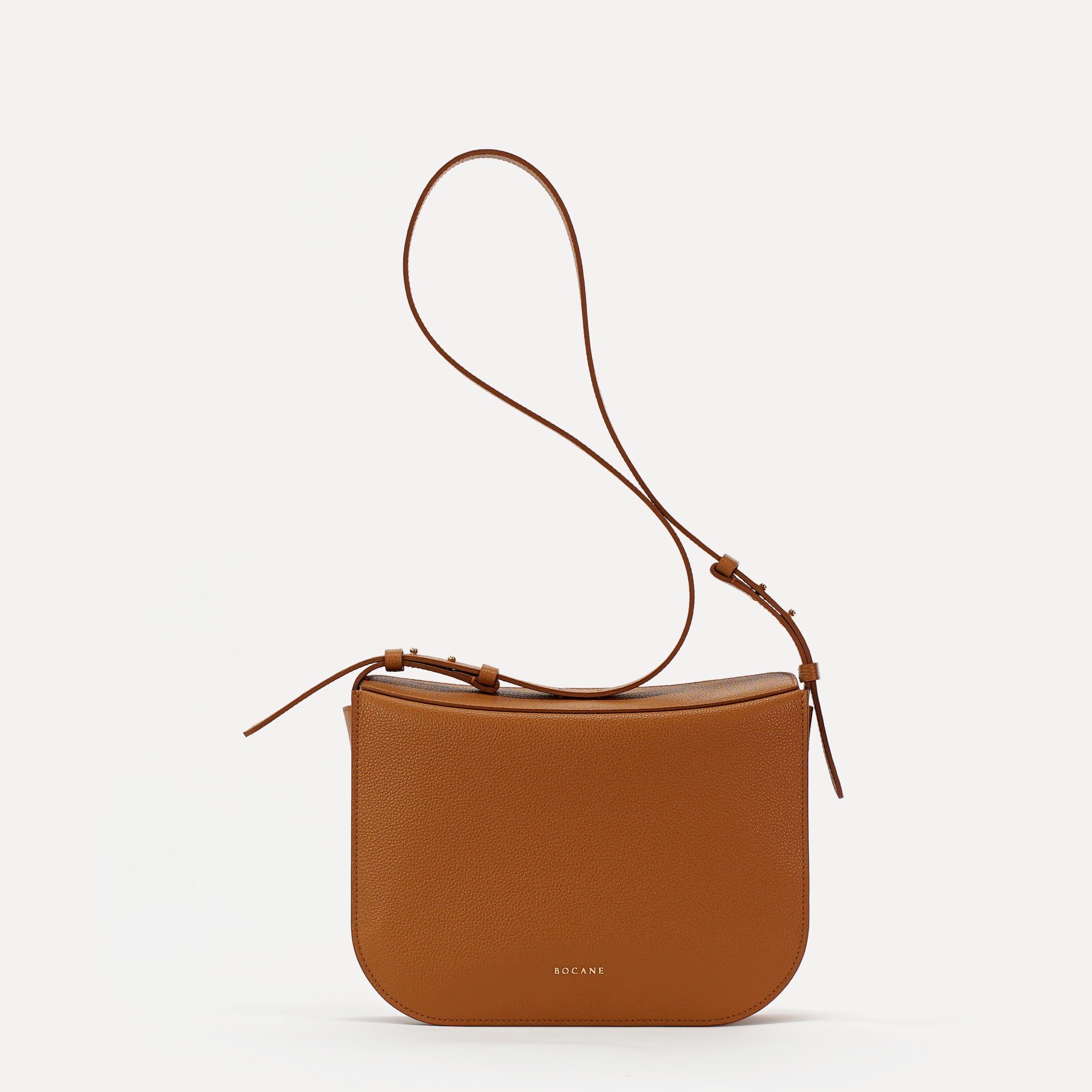 Maxi Demoiselle Bag, Textured Leather, Caramel