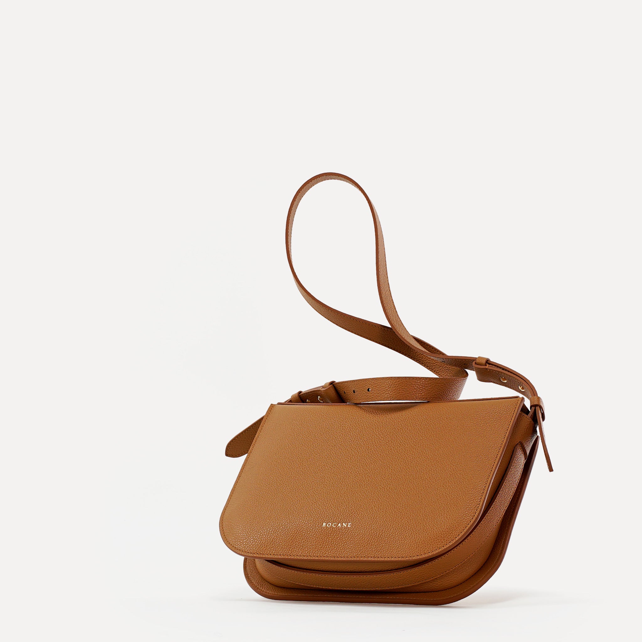 Maxi Demoiselle Bag, Textured Leather, Caramel