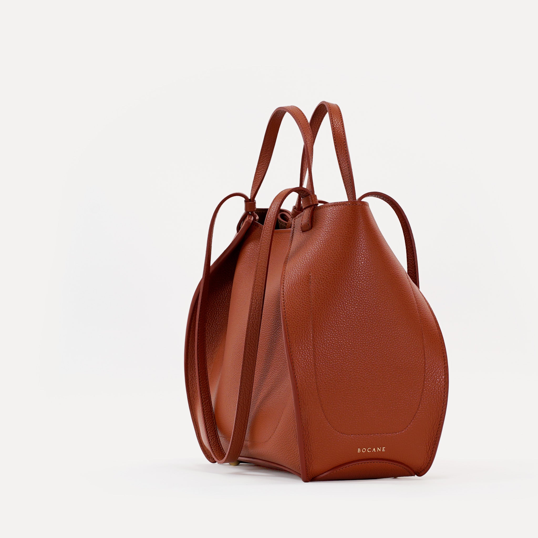 Amarante Bureau Bag, Textured Leather, Rust