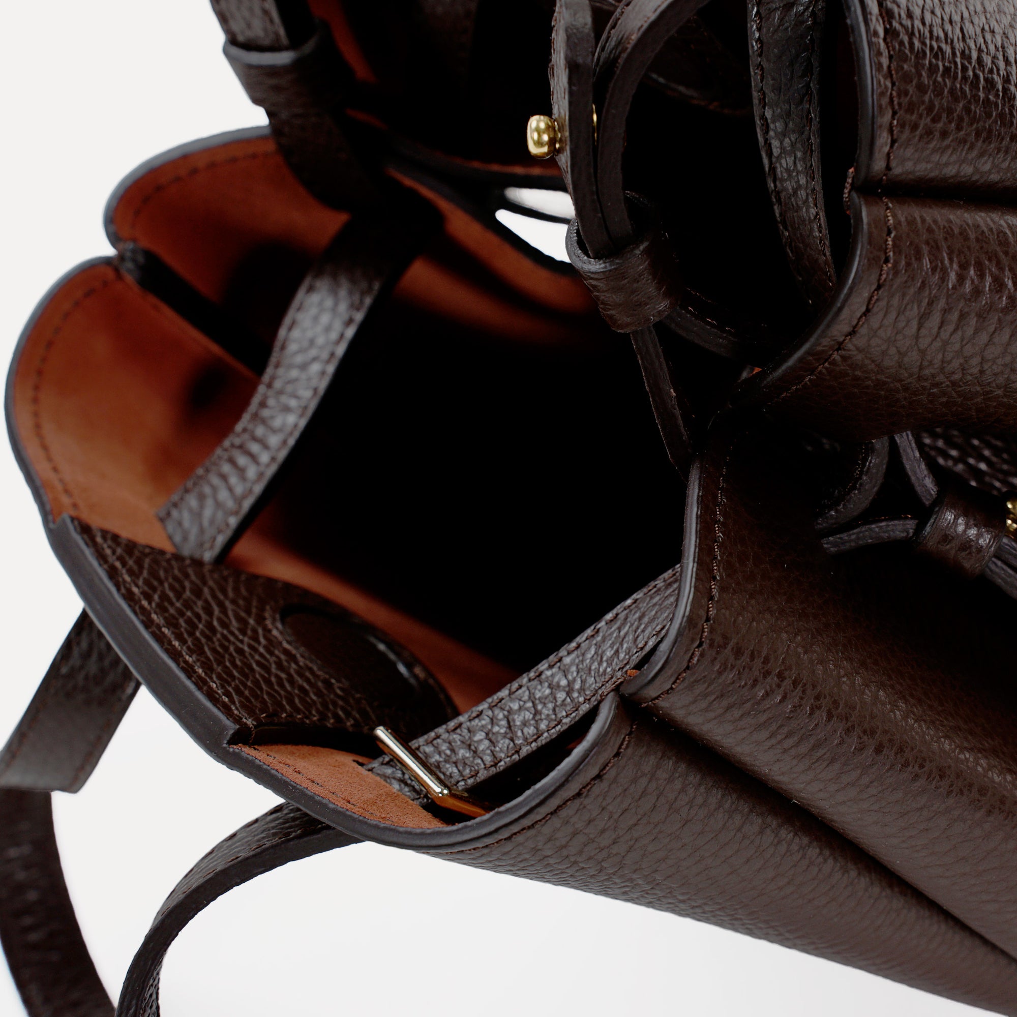 Mini Pétale Bag, Textured Leather, Chocolate Color, with Accessories