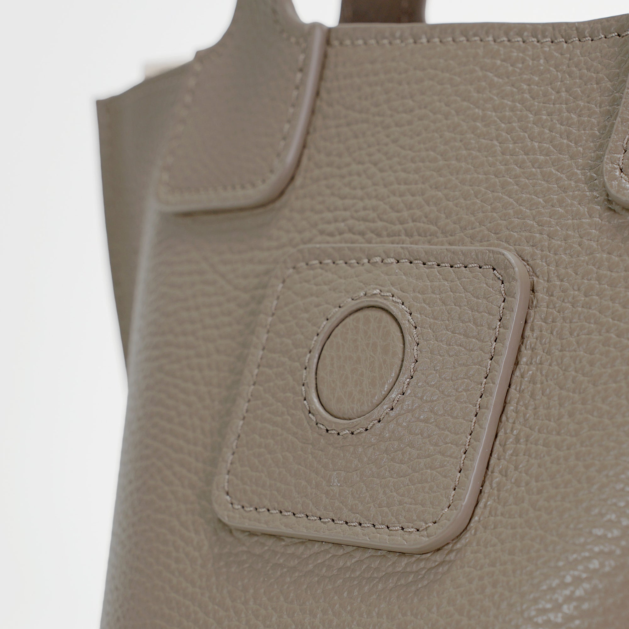 Caprice Bag, Textured Leather, Dark Greige Color