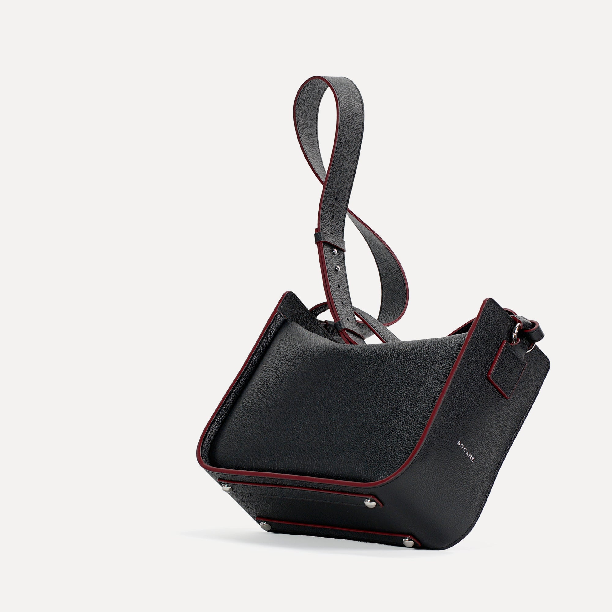 Toujours Maxi Bag, Textured Leather, Black &amp; Red Accents