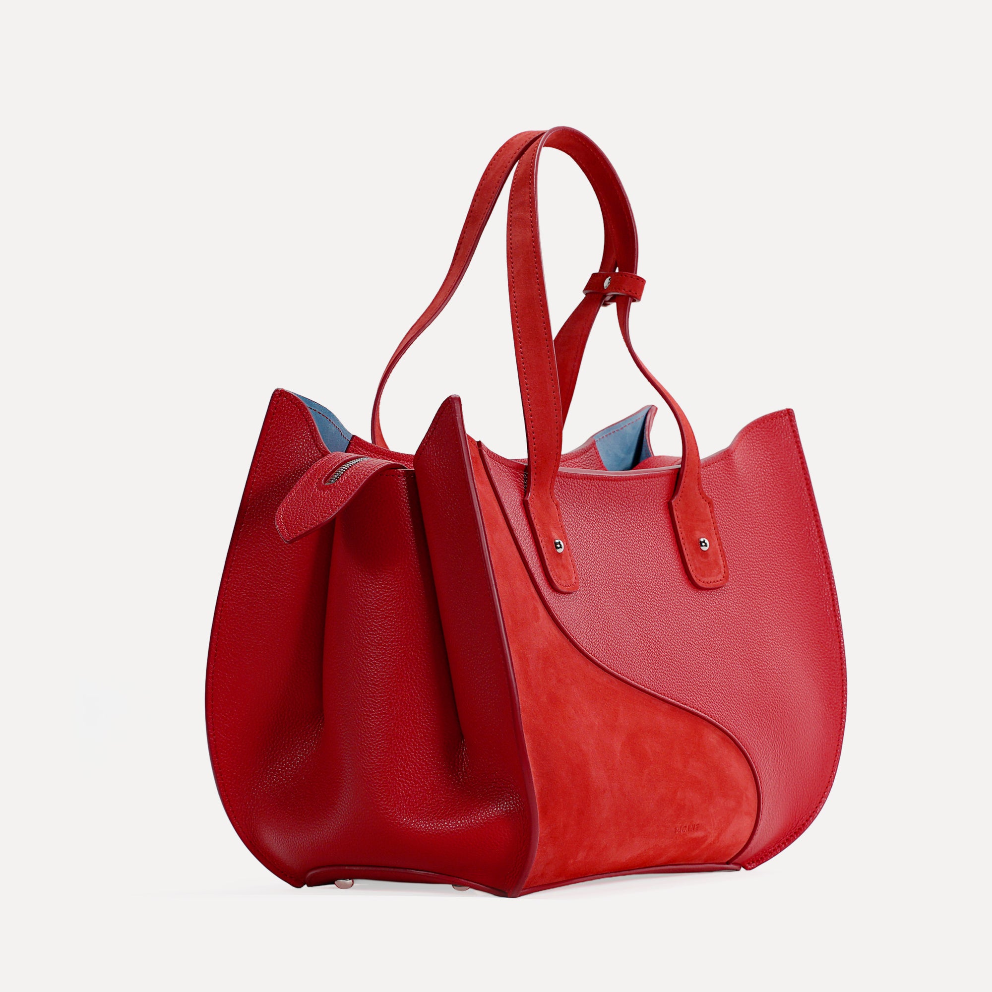 Ether Bag, Textured Leather &amp; Suede, Bright Red