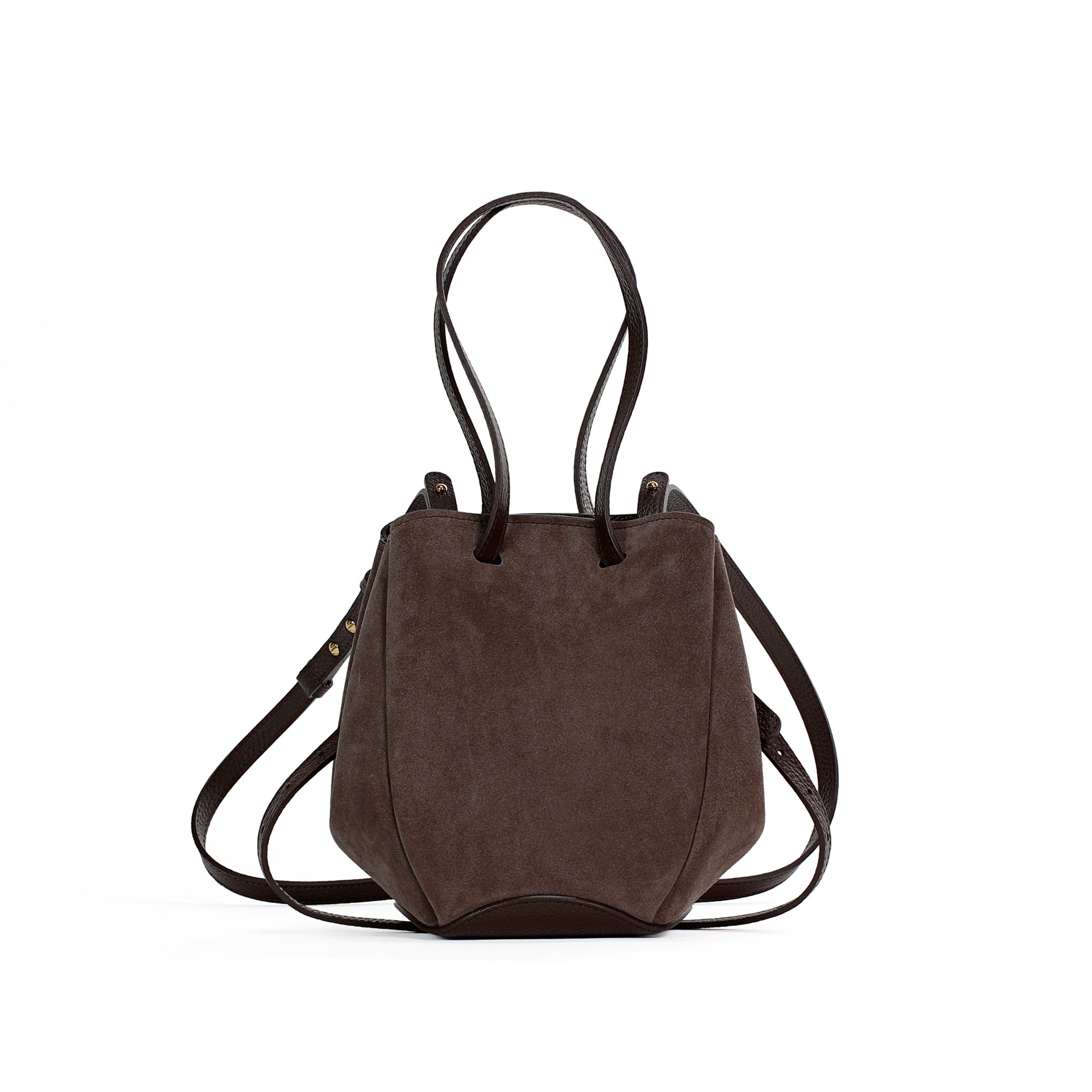 Mini Pétale Bag, Chocolate Suede, with Accessories