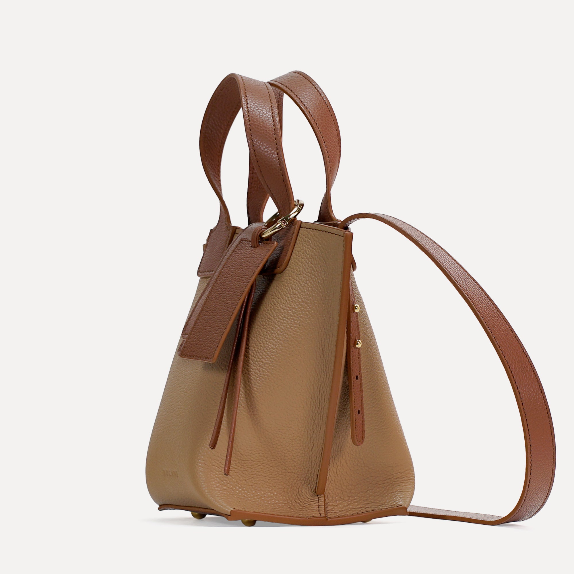 Caprice Bag, Textured Leather, Cappuccino and Cinnamon Color