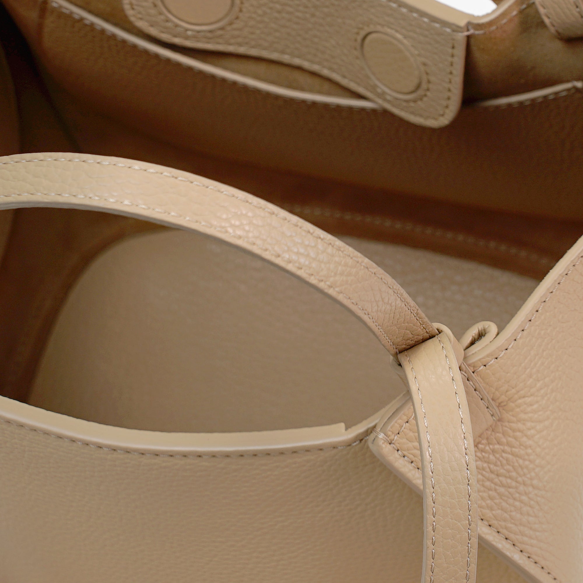 Amarante Bag, Textured Leather, Champagne