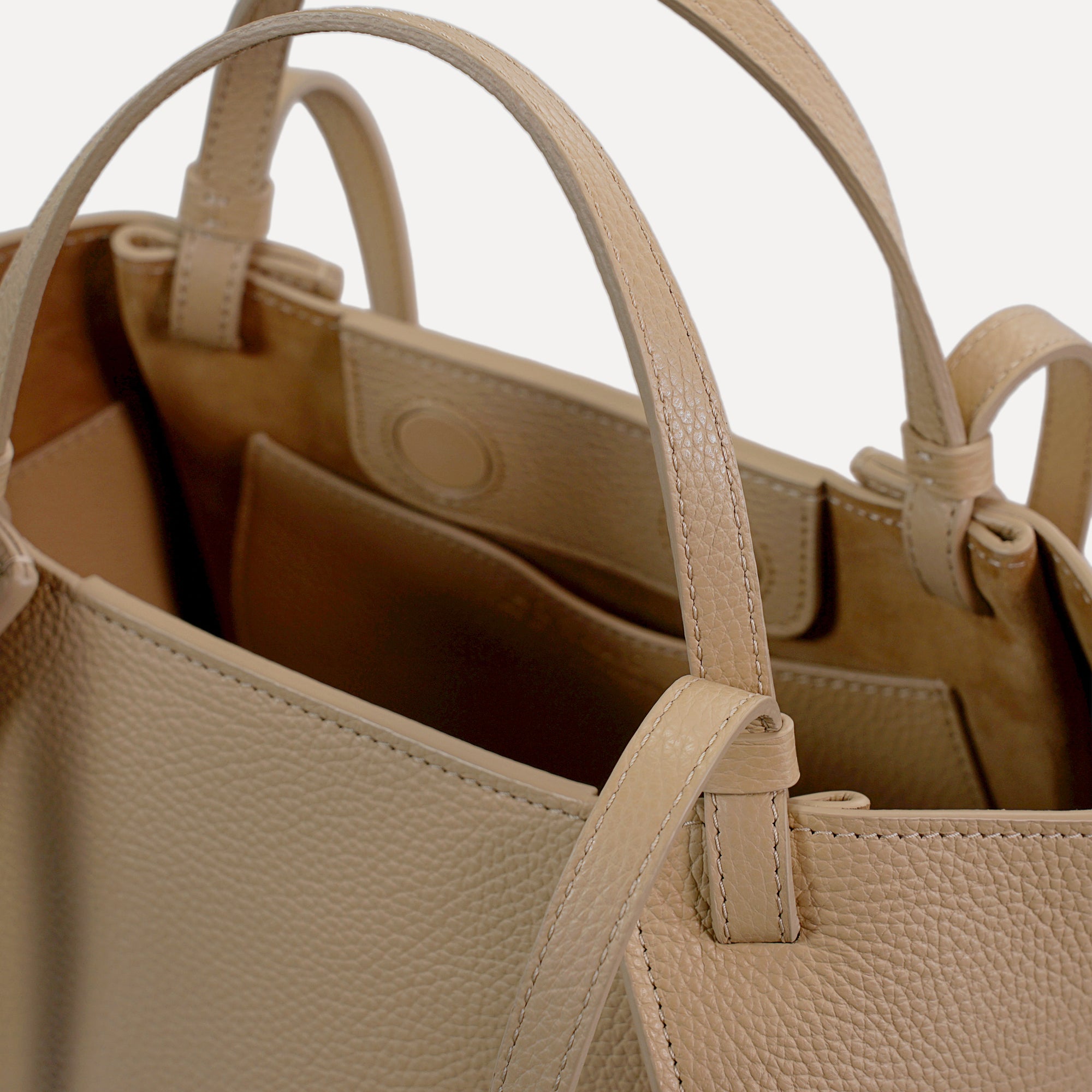 Amarante Bag, Textured Leather, Champagne