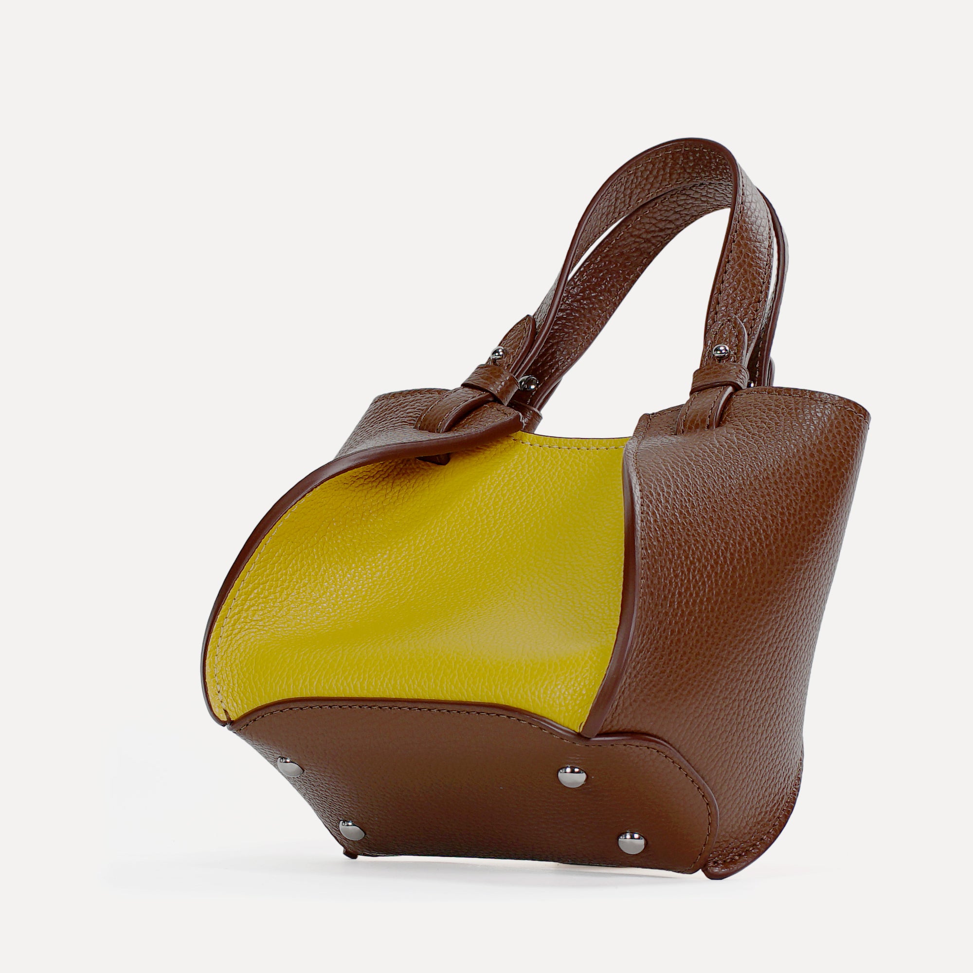 Amarante Petit Bag, Textured Leather, Solar Yellow - Nocciola