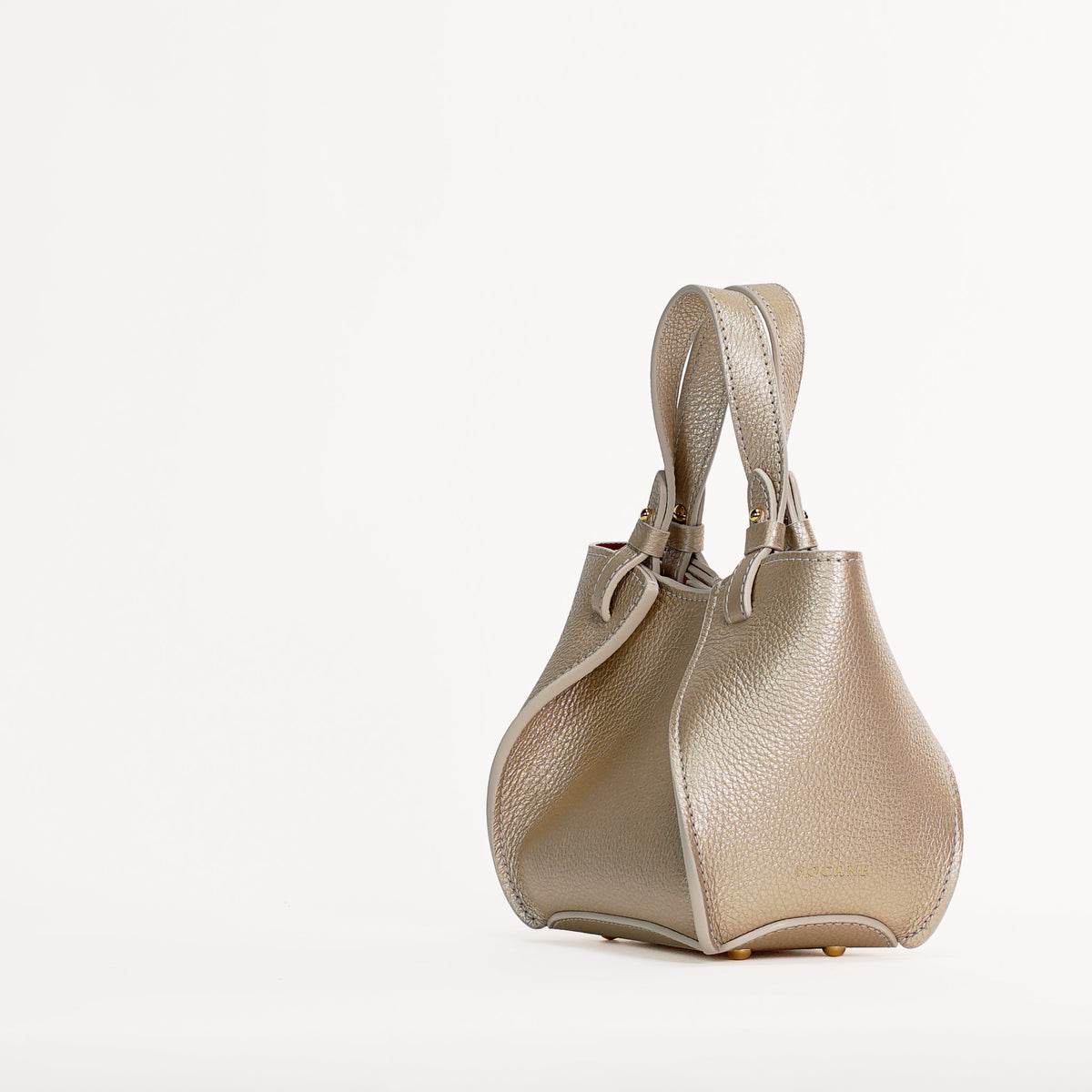 Amarante Petit Bag, Textured Leather, Light Gold